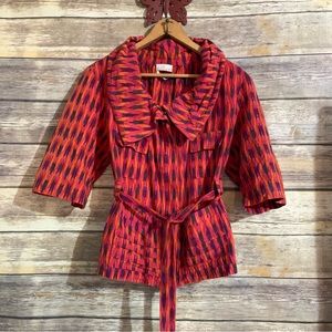 Anthropologie Dolan Large blazer jacket cardigan Cotton red pink orange blue